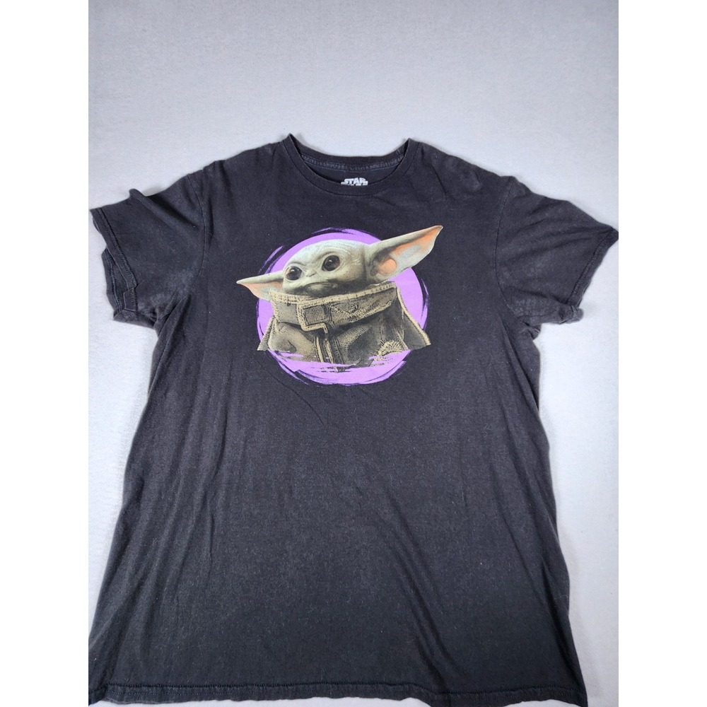 Star Wars The Mandalorian YODA Graphic T-Shirt Black L, Short Sleeve